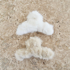 Fluffy Bunny Hair Claw Clip